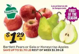 Winn Dixie Bartlett Pears or Gala or Honeycrisp Apples offer