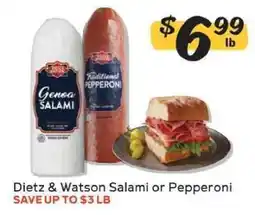 Winn Dixie Dietz & Watson Salami or Pepperoni offer
