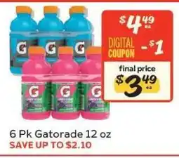 Winn Dixie 6 Pk Gatorade 12 oz offer