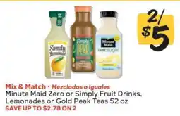 Winn Dixie Minute Maid Zero or Simply Fruit Drinks, Lemonades or Gold Peak Teas offer