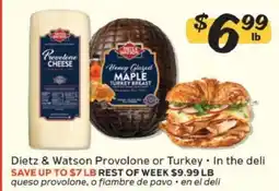 Winn Dixie Dietz & Watson Provolone or Turkey offer