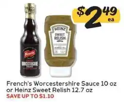 Winn Dixie French's Worcestershire Sauce or Heinz Sweet Relish offer
