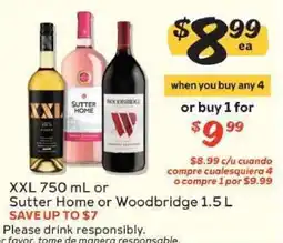 Winn Dixie XXL 750 mL or Sutter Home or Woodbridge 1.5 L offer