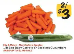 Winn Dixie 1 lb Bag Baby Carrots or Seedless Cucumbers offer