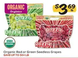 Winn Dixie Organic Red or Green Seedless Grapes offer