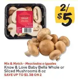 Winn Dixie Know & Love Baby Bella Whole or Sliced Mushrooms offer