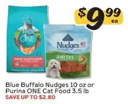 Winn Dixie Blue Buffalo Nudges 10 oz or Purina ONE Cat Food 3.5 lb offer