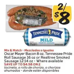 Winn Dixie Oscar Mayer Bacon, Tennessee Pride Roll Sausage, Realtree Smoked Sausage offer