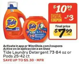 Winn Dixie Tide Laundry Detergent offer