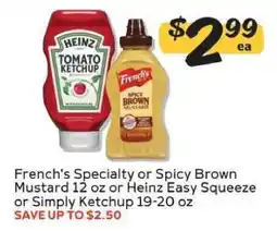 Winn Dixie French's Specialty or Spicy Brown Mustard or Heinz Easy Squeeze or Simply Ketchup offer