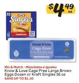 Winn Dixie Know & Love Cage Free Large Brown Eggs Dozen or Kraft Singles 16 oz offer