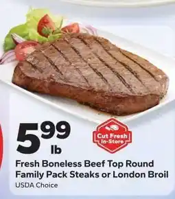 Save a Lot Fresh Boneless Beef Top Round Family Pack Steaks or London Broil offer