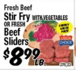 Western Beef Fresh Beef Stir Fry WITH VEGETABLES OR FRESH Beef Sliders offer