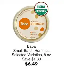 Bristol Farms Baba Small-Batch Hummus offer