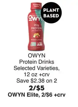 Bristol Farms OWYN Protein Drinks offer