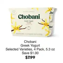 Bristol Farms Chobani Greek Yogurt offer