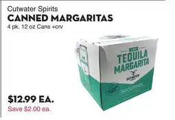 Bristol Farms Cutwater Spirits CANNED MARGARITAS offer