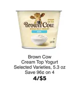 Bristol Farms Brown Cow Cream Top Yogurt offer