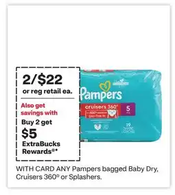 CVS ANY Pampers bagged Baby Dry, Cruisers 360Β° or Splashers offer