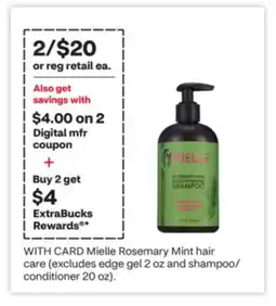 CVS MIELLE Rosemary Mint hair care (excludes edge gel 2 oz and shampoo/conditioner 20 oz) offer