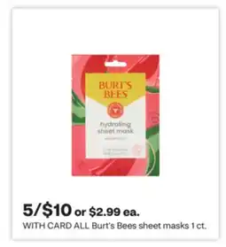 CVS ALL Burt's Bees sheet masks 1 ct offer