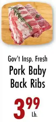 Garden Fresh Market Gov't Insp. Fresh Pork Baby Back Ribs offer