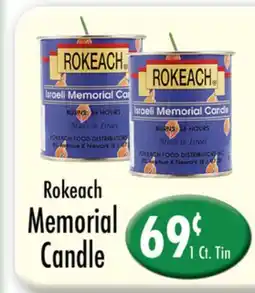 Garden Fresh Market Rokeach Memorial Candle offer