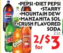 La Chiquita Food Market •PEPSI •Diet Pepsi •Starry •Mountain Dew •Manzanita Sol •Crush Flavored Soda offer