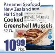 Food Universe Panamei Seafood half shell cooked greenshell mussels offer