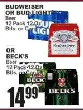 Food Universe Budweiser or Bud Light Beer or Beck's Beer offer