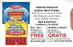 Ralphs Hebrew national kosher beef franks offer