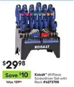 Lowe's Kobalt 69-piece screwdriver set with rack offer