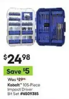 Lowe's Kobalt 105-Piece Impact Driver Bit Set offer