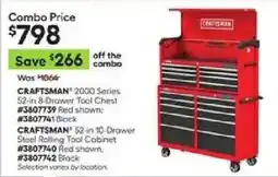 Lowe's Craftsman 2000 Series 52-in 8-Drawer Tool Chest and 52-in 10-Drawer Steel Rolling Tool Cabinet offer
