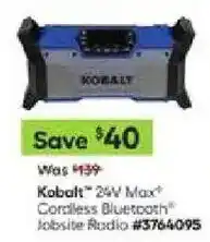 Lowe's Kobalt 24V Max Cordless Bluetooth Jobsite Radio offer
