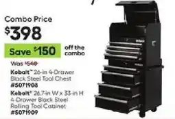 Lowe's Kobalt 26-in 4-Drawer Black Steel Tool Chest offer