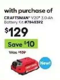 Lowe's Craftsman V20 3.0-Ah Battery Kit offer