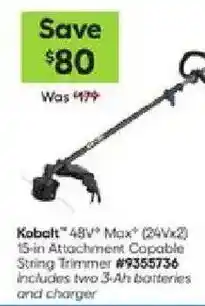 Lowe's Kobalt 48v Max 15-in Attachment Capable String Trimmer offer