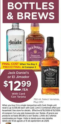 Ralphs Jack Daniel's or El Jimador offer
