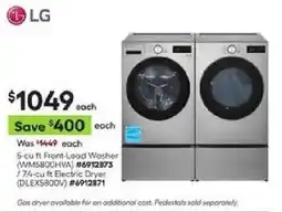 Lowe's Lg 5-cu ft front-load washer / 74-cu ft electric dryer offer