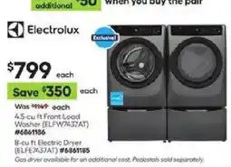 Lowe's Electrolux 4.5-cu ft Front-Load Washer and 8-cu ft Electric Dryer offer