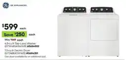Lowe's Ge Appliances 4.5-cu ft Top-Load Washer and 7.2-cu ft Electric Dryer offer
