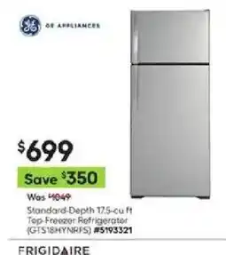 Lowe's Frigidaire standard-depth 17.5-cu ft top-freezer refrigerator offer