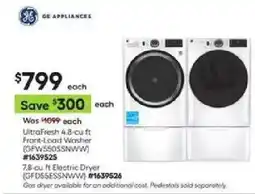 Lowe's Ge Appliances UltraFresh 4.8-cu ft Front-Load Washer and 7.8-cu ft Electric Dryer offer