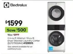 Lowe's Electrolux 4.4-cu ft Washer / 8-cu ft Dryer Stacked Laundry Center offer