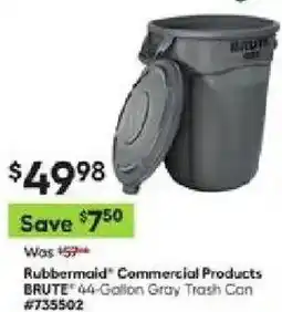 Lowe's Rubbermaid commercial products brute 44-gallon gray trash can offer