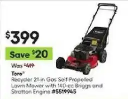Lowe's Toro Recycler 21-in Gas Self-Propelled Lawn Mower offer