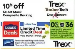 Lowe's Trex TimberTech Decorators Select Stock Composite Decking offer