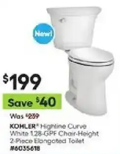 Lowe's Kohler highline curve white 128-gpf chair-height 2-piece elongated toilet offer
