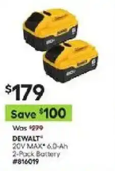 Lowe's DeWalt 20v max 6.0-ah battery offer